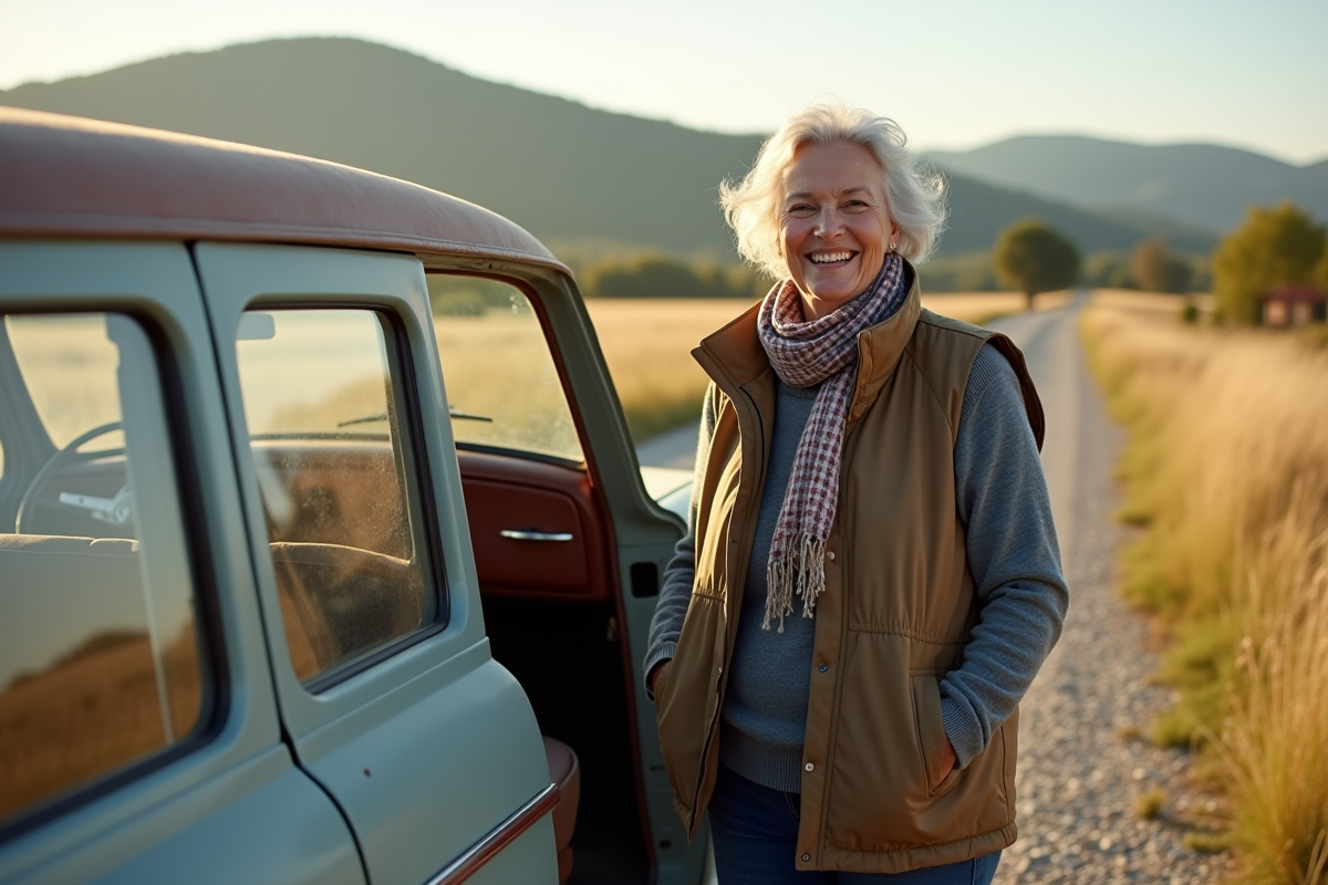Femme retraitée ouvrant la porte d
