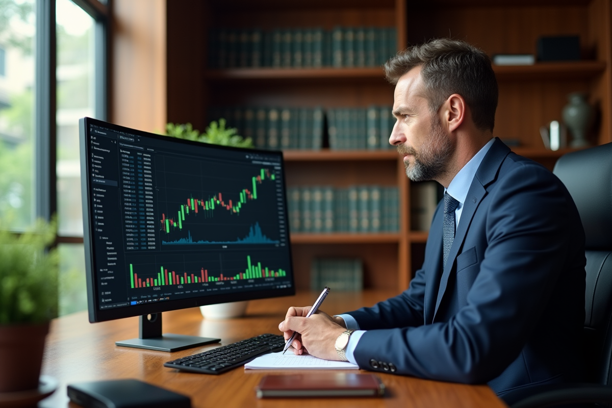Gestionnaire de portefeuille analysant un tableau financier
