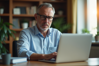 Homme d'affaires pensif dans son bureau à domicile