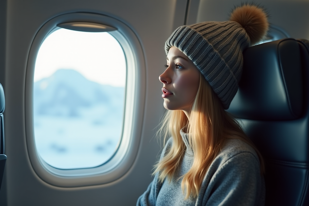 Jeune femme regardant par la fenetre d