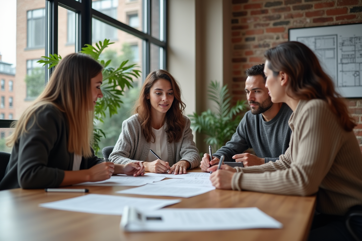 Résidents discutant autour d